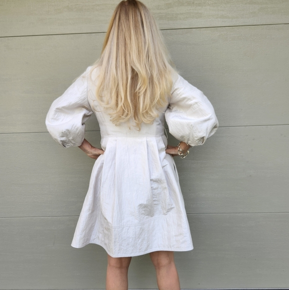 Max Mara Ex Cond & Pro Cleaned Silver Trench Dress Coat, M/6, $150 - Picture 13 of 17